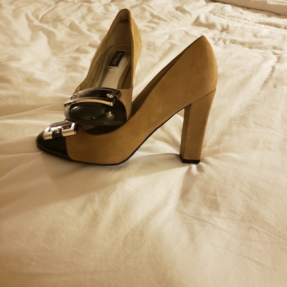 White House Black Market. Suede Colorblock Heel - Picture 1 of 4